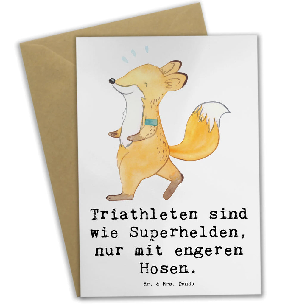 Grußkarte Triathlon Superheld Grußkarte, Klappkarte, Einladungskarte, Glückwunschkarte, Hochzeitskarte, Geburtstagskarte, Karte, Ansichtskarten, Geschenk, Sport, Sportart, Hobby, Schenken, Danke, Dankeschön, Auszeichnung, Gewinn, Sportler