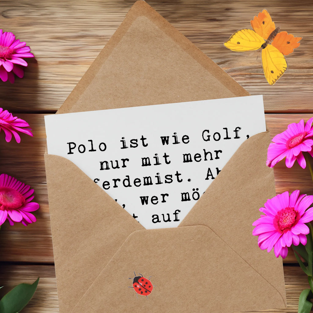 Deluxe Karte Spruch Polo Abenteuer Karte, Grußkarte, Klappkarte, Einladungskarte, Glückwunschkarte, Hochzeitskarte, Geburtstagskarte, Hochwertige Grußkarte, Hochwertige Klappkarte, Geschenk, Sport, Sportart, Hobby, Schenken, Danke, Dankeschön, Auszeichnung, Gewinn, Sportler