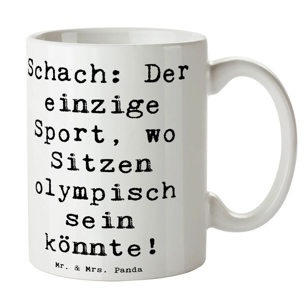 Tasse Spruch Schach: Der einzige Sport, wo Sitzen olympisch sein könnte! Tasse, Kaffeetasse, Teetasse, Becher, Kaffeebecher, Teebecher, Keramiktasse, Porzellantasse, Büro Tasse, Geschenk Tasse, Tasse Sprüche, Tasse Motive, Kaffeetassen, Tasse bedrucken, Designer Tasse, Cappuccino Tassen, Schöne Teetassen, Geschenk, Sport, Sportart, Hobby, Schenken, Danke, Dankeschön, Auszeichnung, Gewinn, Sportler