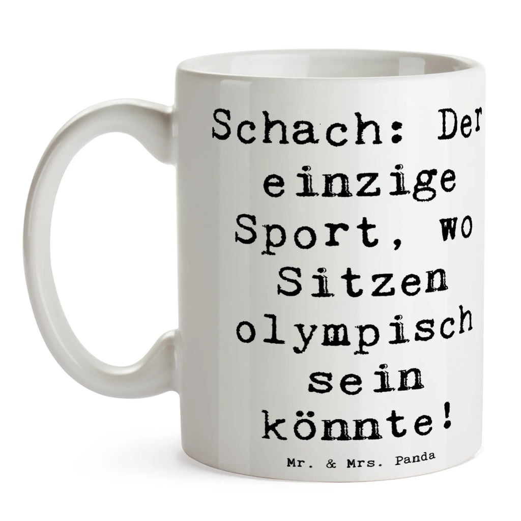 Tasse Spruch Schach: Der einzige Sport, wo Sitzen olympisch sein könnte! Tasse, Kaffeetasse, Teetasse, Becher, Kaffeebecher, Teebecher, Keramiktasse, Porzellantasse, Büro Tasse, Geschenk Tasse, Tasse Sprüche, Tasse Motive, Kaffeetassen, Tasse bedrucken, Designer Tasse, Cappuccino Tassen, Schöne Teetassen, Geschenk, Sport, Sportart, Hobby, Schenken, Danke, Dankeschön, Auszeichnung, Gewinn, Sportler