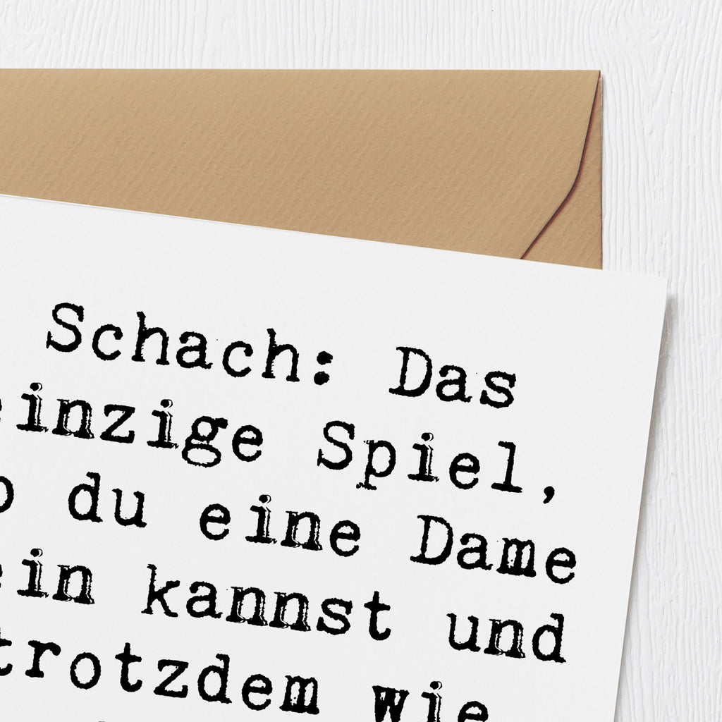 Deluxe Karte Spruch Schach Dame und König Karte, Grußkarte, Klappkarte, Einladungskarte, Glückwunschkarte, Hochzeitskarte, Geburtstagskarte, Hochwertige Grußkarte, Hochwertige Klappkarte, Geschenk, Sport, Sportart, Hobby, Schenken, Danke, Dankeschön, Auszeichnung, Gewinn, Sportler