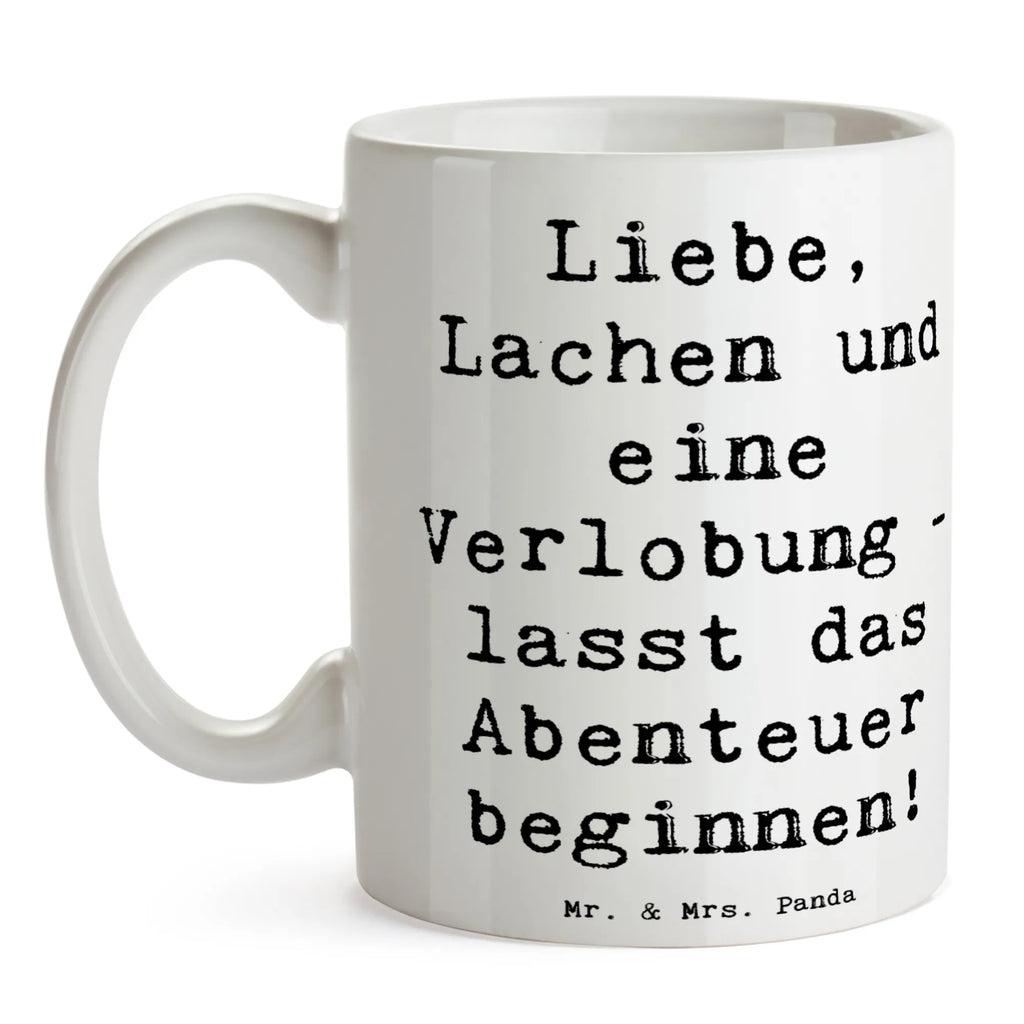 Tasse Spruch Verlobungsfeier Abenteuer Tasse, Kaffeetasse, Teetasse, Becher, Kaffeebecher, Teebecher, Keramiktasse, Porzellantasse, Büro Tasse, Geschenk Tasse, Tasse Sprüche, Tasse Motive, Kaffeetassen, Tasse bedrucken, Designer Tasse, Cappuccino Tassen, Schöne Teetassen, Hochzeit, Hochzeitsgeschenk, Ehe, Hochzeitsfeier, Trauung, Trauungsgeschenk, Hochzeitskarte, Verlobungsfeier, Verlobungsgeschenk, Hochzeitsgeschenkideen, Hochzeitsgeschenke für Brautpaar