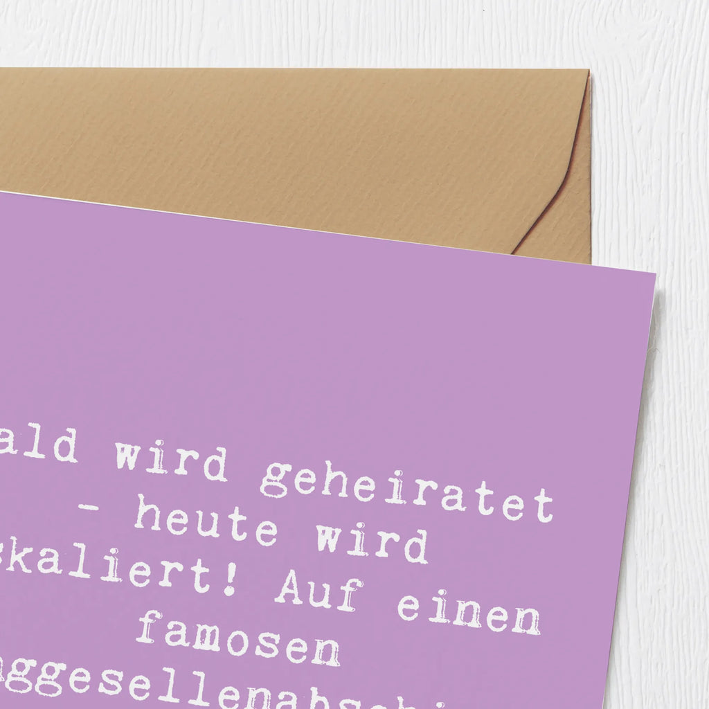 Deluxe Karte Bald wird geheiratet - heute wird eskaliert! Auf einen famosen Junggesellenabschied! Karte, Grußkarte, Klappkarte, Einladungskarte, Glückwunschkarte, Hochzeitskarte, Geburtstagskarte, Hochwertige Grußkarte, Hochwertige Klappkarte, Hochzeit, Hochzeitsgeschenk, Ehe, Hochzeitsfeier, Trauung, Trauungsgeschenk, Verlobungsfeier, Verlobungsgeschenk, Hochzeitsgeschenkideen, Hochzeitsgeschenke für Brautpaar