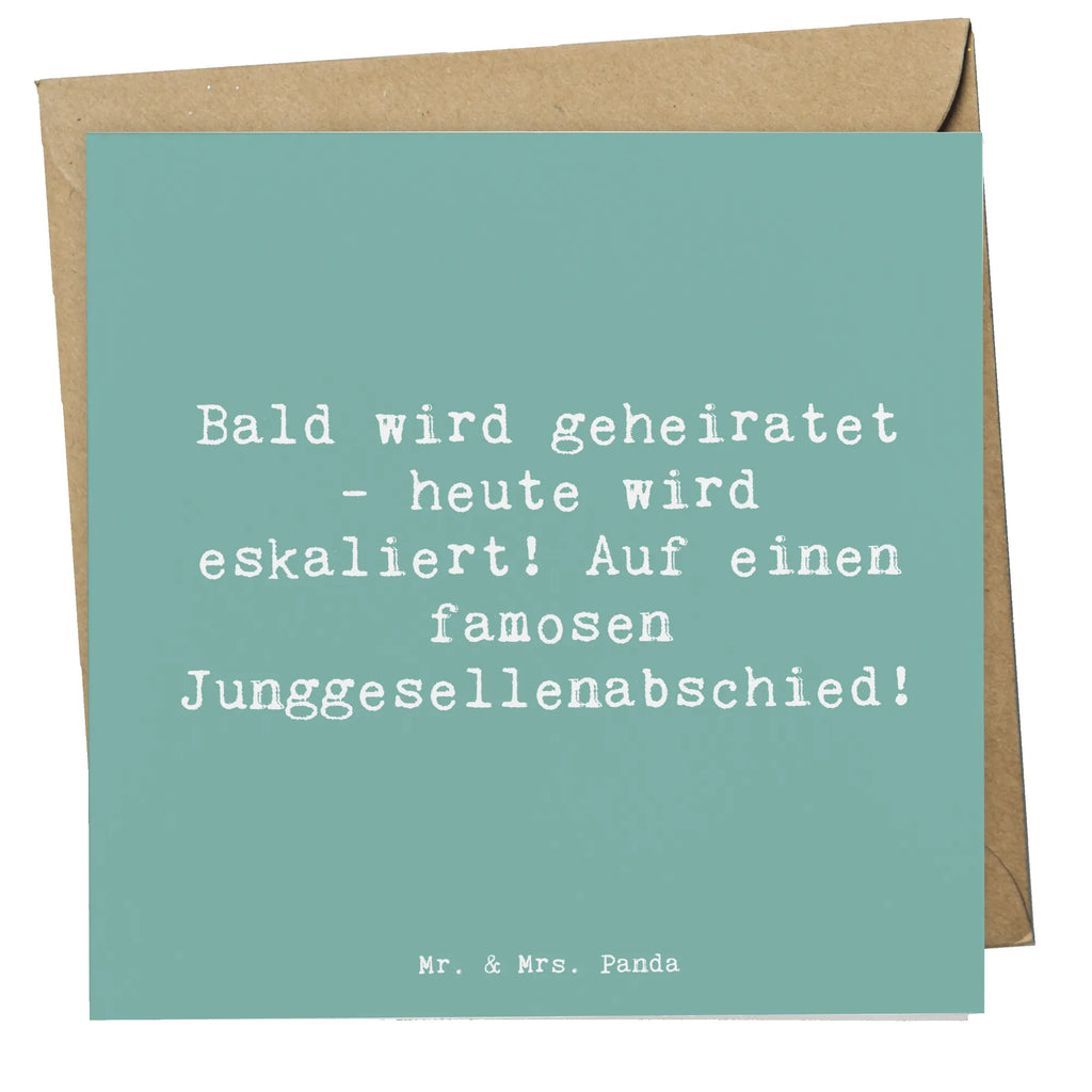 Deluxe Karte Bald wird geheiratet - heute wird eskaliert! Auf einen famosen Junggesellenabschied! Karte, Grußkarte, Klappkarte, Einladungskarte, Glückwunschkarte, Hochzeitskarte, Geburtstagskarte, Hochwertige Grußkarte, Hochwertige Klappkarte, Hochzeit, Hochzeitsgeschenk, Ehe, Hochzeitsfeier, Trauung, Trauungsgeschenk, Verlobungsfeier, Verlobungsgeschenk, Hochzeitsgeschenkideen, Hochzeitsgeschenke für Brautpaar