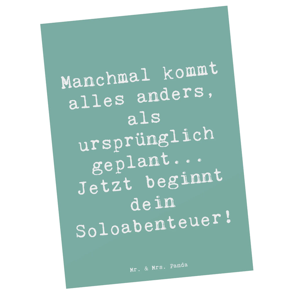 Postkarte Manchmal kommt alles anders, als ursprünglich geplant... Jetzt beginnt dein Soloabenteuer! Postkarte, Karte, Geschenkkarte, Grußkarte, Einladung, Ansichtskarte, Geburtstagskarte, Einladungskarte, Dankeskarte, Ansichtskarten, Einladung Geburtstag, Einladungskarten Geburtstag, Hochzeit, Hochzeitsgeschenk, Ehe, Hochzeitsfeier, Trauung, Trauungsgeschenk, Hochzeitskarte, Verlobungsfeier, Verlobungsgeschenk, Hochzeitsgeschenkideen, Hochzeitsgeschenke für Brautpaar