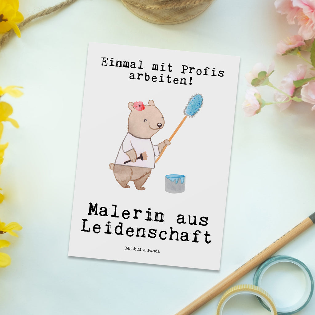 Postkarte Malerin aus Leidenschaft Postkarte, Karte, Geschenkkarte, Grußkarte, Einladung, Ansichtskarte, Geburtstagskarte, Einladungskarte, Dankeskarte, Ansichtskarten, Einladung Geburtstag, Einladungskarten Geburtstag, Beruf, Ausbildung, Jubiläum, Abschied, Rente, Kollege, Kollegin, Geschenk, Schenken, Arbeitskollege, Mitarbeiter, Firma, Danke, Dankeschön, Maler, Malermeisterin, Gesellenprüfung, Meisterprüfung, Malerbetrieb