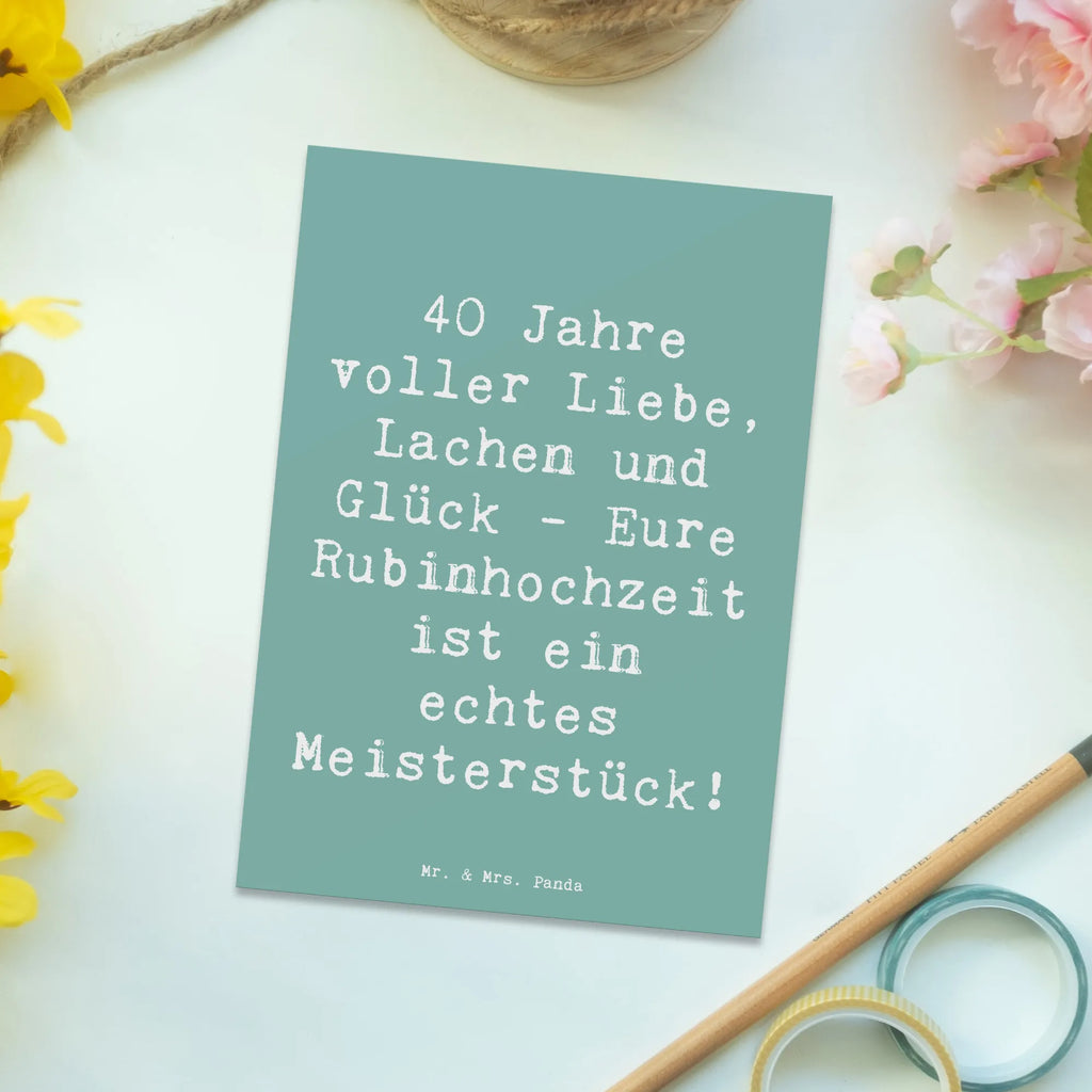 Postkarte 40 Jahre voller Liebe, Lachen und Glück - Eure Rubinhochzeit ist ein echtes Meisterstück! Postkarte, Karte, Geschenkkarte, Grußkarte, Einladung, Ansichtskarte, Geburtstagskarte, Einladungskarte, Dankeskarte, Ansichtskarten, Einladung Geburtstag, Einladungskarten Geburtstag, Hochzeit, Hochzeitsgeschenk, Ehe, Hochzeitsfeier, Trauung, Trauungsgeschenk, Hochzeitskarte, Verlobungsfeier, Verlobungsgeschenk, Hochzeitsgeschenkideen, Hochzeitsgeschenke für Brautpaar