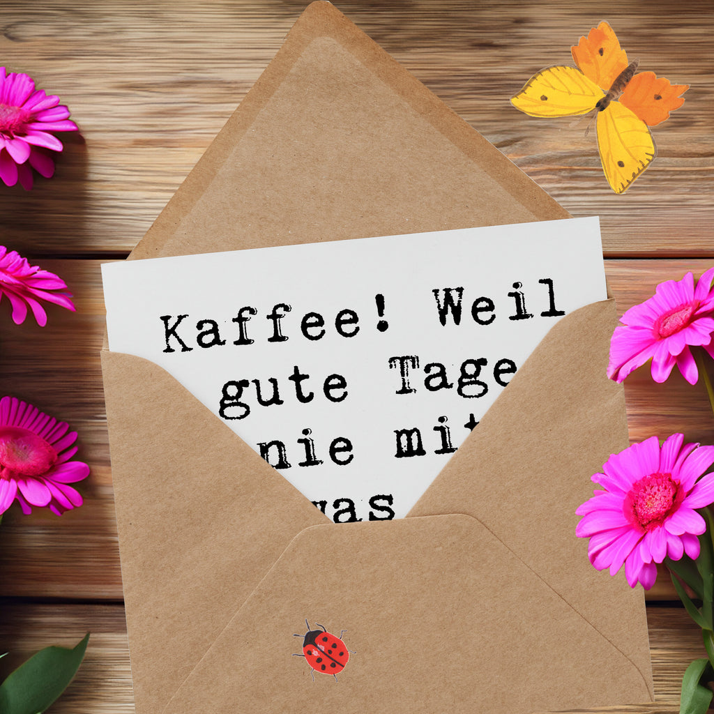 Deluxe Karte Spruch Freude am Kaffee Karte, Grußkarte, Klappkarte, Einladungskarte, Glückwunschkarte, Hochzeitskarte, Geburtstagskarte, Hochwertige Grußkarte, Hochwertige Klappkarte