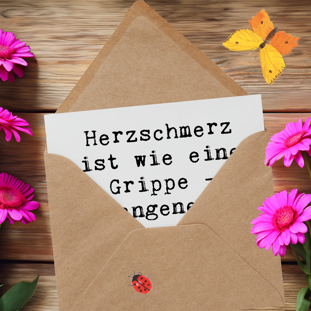 Deluxe Karte Spruch Herzschmerz Grippe Karte, Grußkarte, Klappkarte, Einladungskarte, Glückwunschkarte, Hochzeitskarte, Geburtstagskarte, Hochwertige Grußkarte, Hochwertige Klappkarte