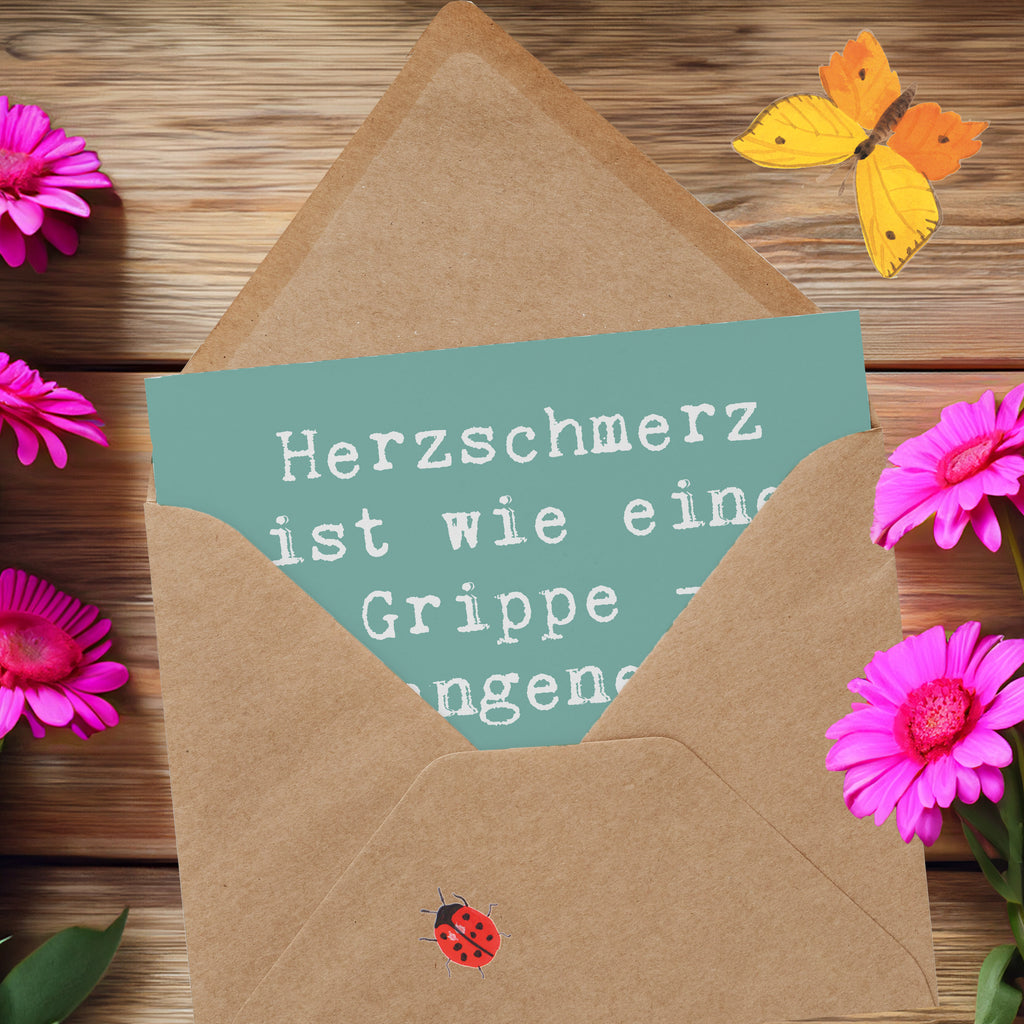 Deluxe Karte Spruch Herzschmerz Grippe Karte, Grußkarte, Klappkarte, Einladungskarte, Glückwunschkarte, Hochzeitskarte, Geburtstagskarte, Hochwertige Grußkarte, Hochwertige Klappkarte