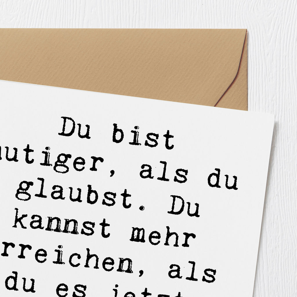 Deluxe Karte Spruch Mut und Tapferkeit Karte, Grußkarte, Klappkarte, Einladungskarte, Glückwunschkarte, Hochzeitskarte, Geburtstagskarte, Hochwertige Grußkarte, Hochwertige Klappkarte