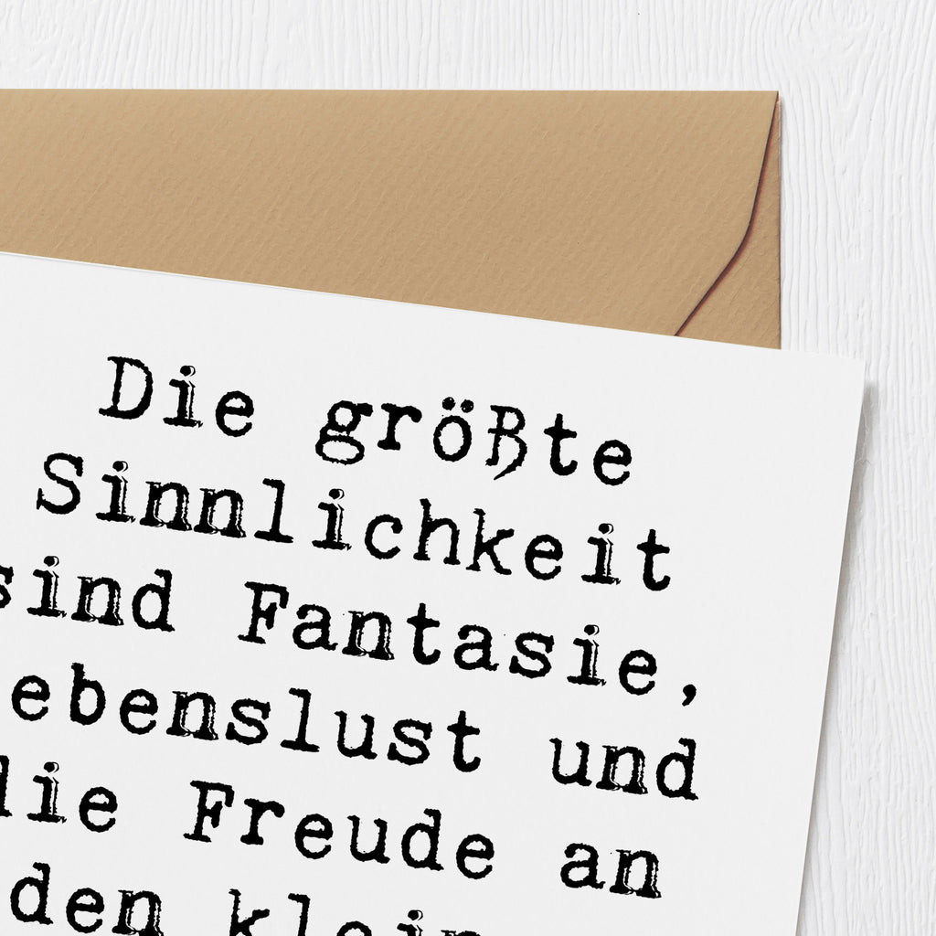 Deluxe Karte Spruch Sinnlichkeit und Freude Karte, Grußkarte, Klappkarte, Einladungskarte, Glückwunschkarte, Hochzeitskarte, Geburtstagskarte, Hochwertige Grußkarte, Hochwertige Klappkarte