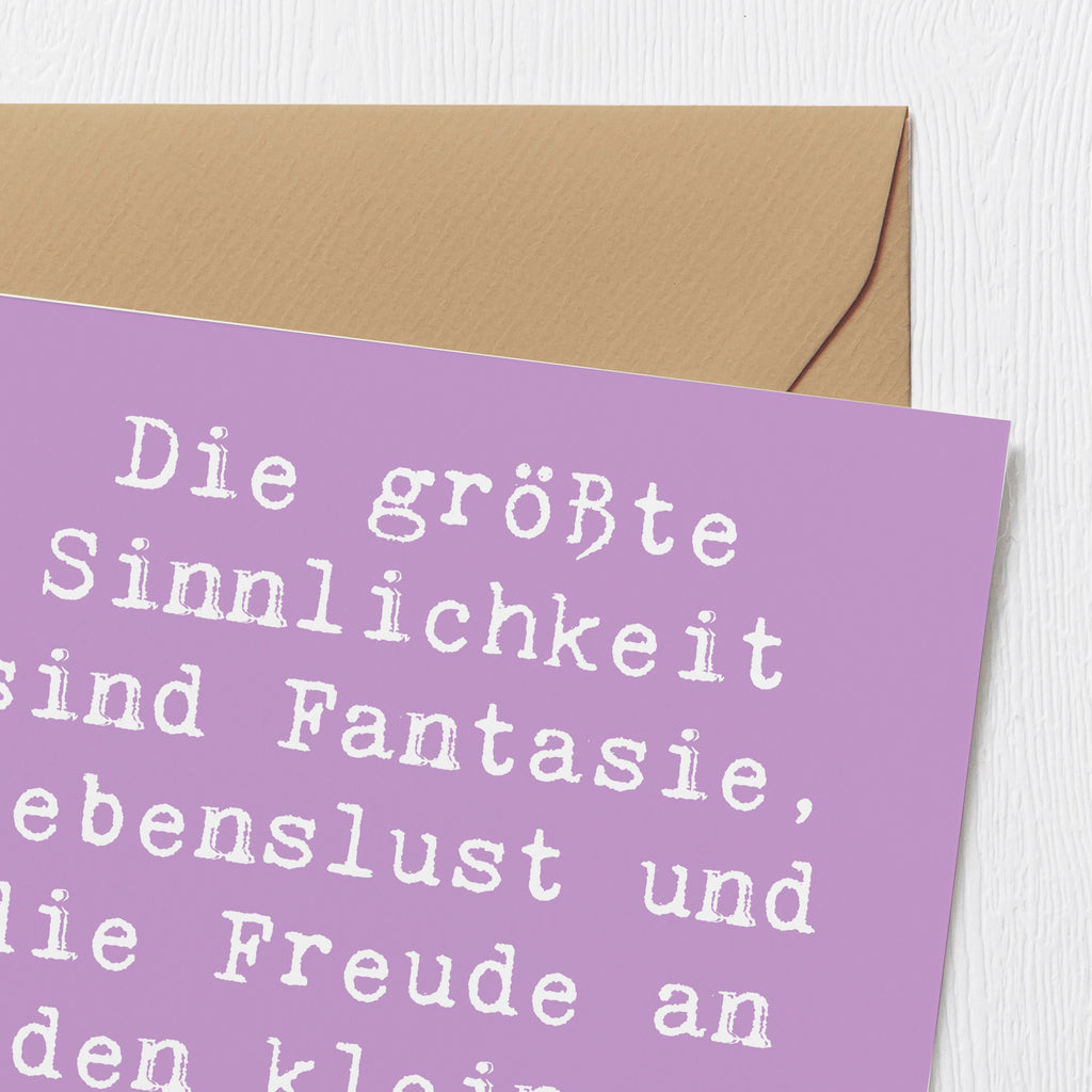 Deluxe Karte Spruch Sinnlichkeit und Freude Karte, Grußkarte, Klappkarte, Einladungskarte, Glückwunschkarte, Hochzeitskarte, Geburtstagskarte, Hochwertige Grußkarte, Hochwertige Klappkarte