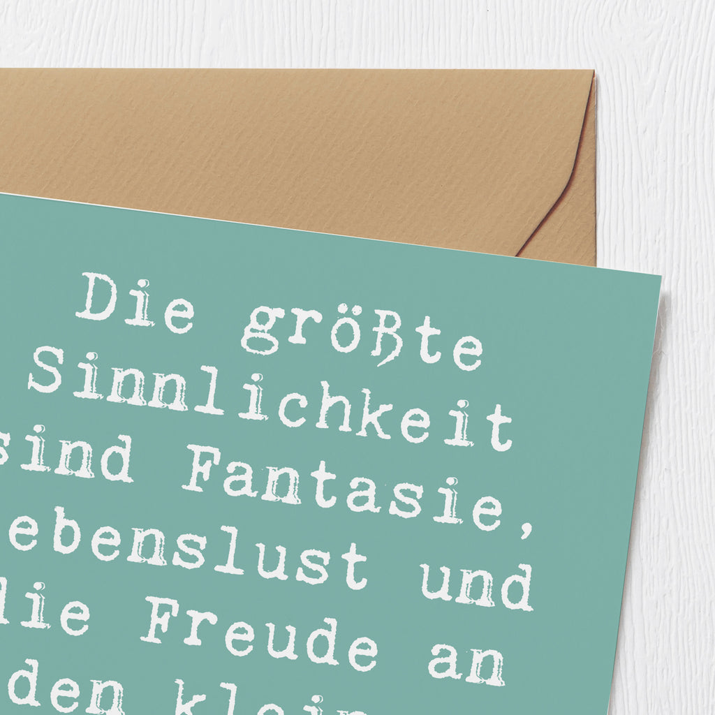 Deluxe Karte Spruch Sinnlichkeit und Freude Karte, Grußkarte, Klappkarte, Einladungskarte, Glückwunschkarte, Hochzeitskarte, Geburtstagskarte, Hochwertige Grußkarte, Hochwertige Klappkarte