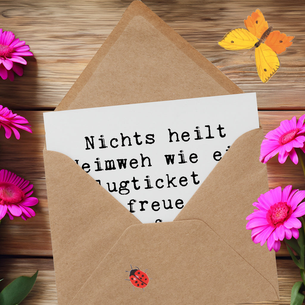 Deluxe Karte Spruch Heimweh Ticket Karte, Grußkarte, Klappkarte, Einladungskarte, Glückwunschkarte, Hochzeitskarte, Geburtstagskarte, Hochwertige Grußkarte, Hochwertige Klappkarte