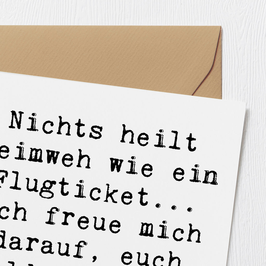 Deluxe Karte Spruch Heimweh Ticket Karte, Grußkarte, Klappkarte, Einladungskarte, Glückwunschkarte, Hochzeitskarte, Geburtstagskarte, Hochwertige Grußkarte, Hochwertige Klappkarte