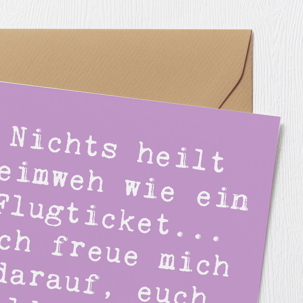 Deluxe Karte Spruch Heimweh Ticket Karte, Grußkarte, Klappkarte, Einladungskarte, Glückwunschkarte, Hochzeitskarte, Geburtstagskarte, Hochwertige Grußkarte, Hochwertige Klappkarte