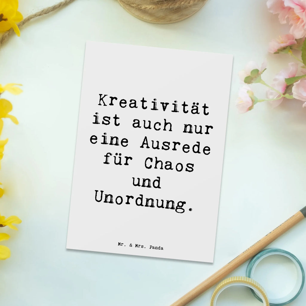 Postkarte Spruch Kreativität und Chaos Postkarte, Karte, Geschenkkarte, Grußkarte, Einladung, Ansichtskarte, Geburtstagskarte, Einladungskarte, Dankeskarte, Ansichtskarten, Einladung Geburtstag, Einladungskarten Geburtstag