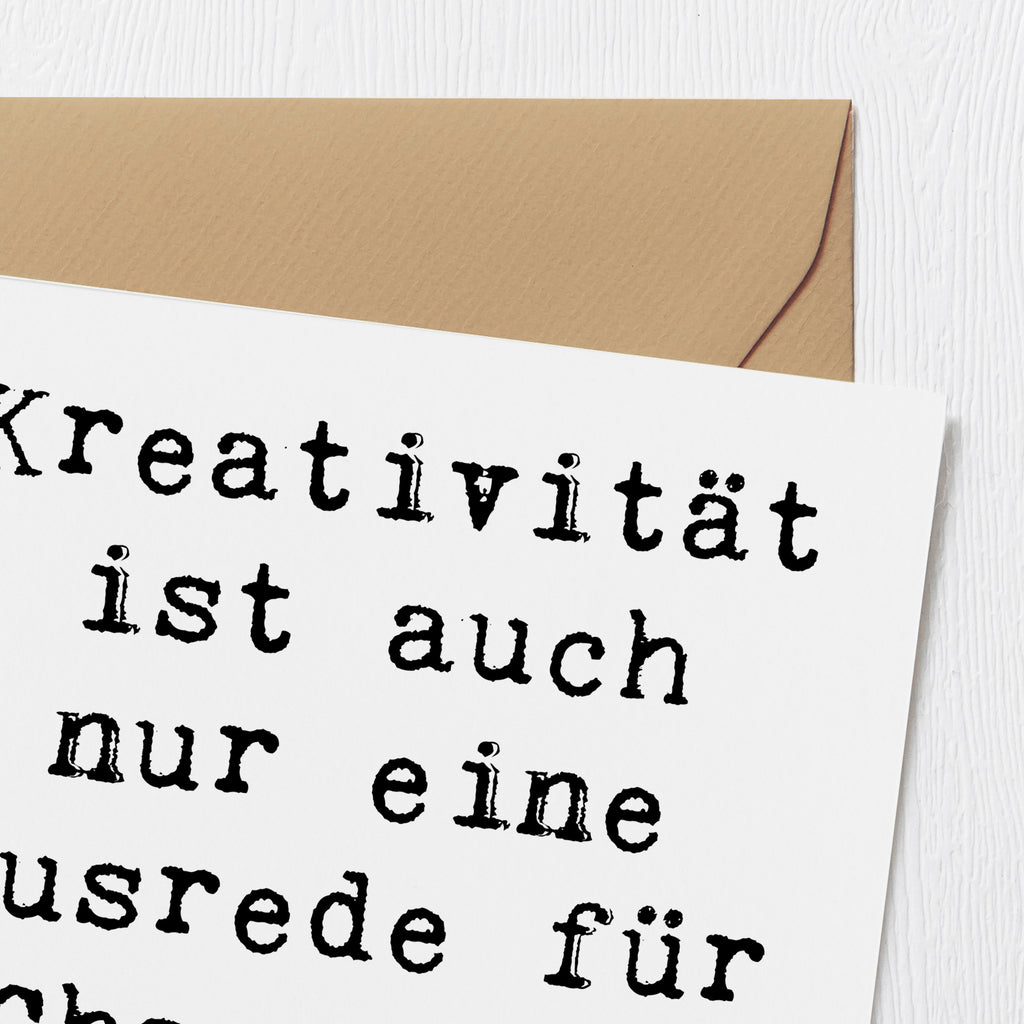 Deluxe Karte Spruch Kreativität und Chaos Karte, Grußkarte, Klappkarte, Einladungskarte, Glückwunschkarte, Hochzeitskarte, Geburtstagskarte, Hochwertige Grußkarte, Hochwertige Klappkarte