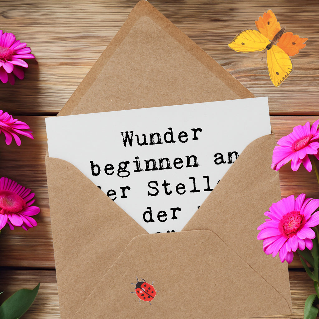 Deluxe Karte Spruch Wunder beginnen Karte, Grußkarte, Klappkarte, Einladungskarte, Glückwunschkarte, Hochzeitskarte, Geburtstagskarte, Hochwertige Grußkarte, Hochwertige Klappkarte