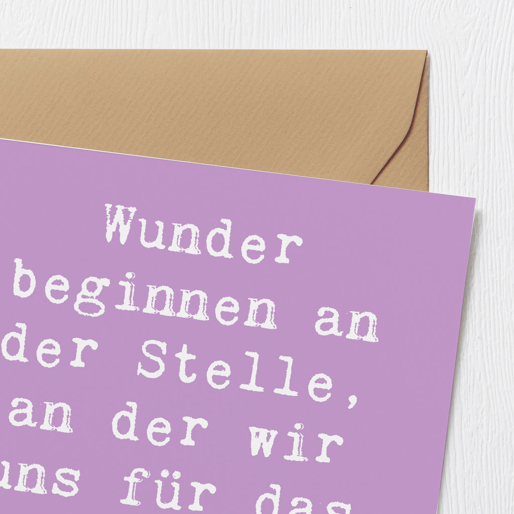 Deluxe Karte Spruch Wunder beginnen Karte, Grußkarte, Klappkarte, Einladungskarte, Glückwunschkarte, Hochzeitskarte, Geburtstagskarte, Hochwertige Grußkarte, Hochwertige Klappkarte