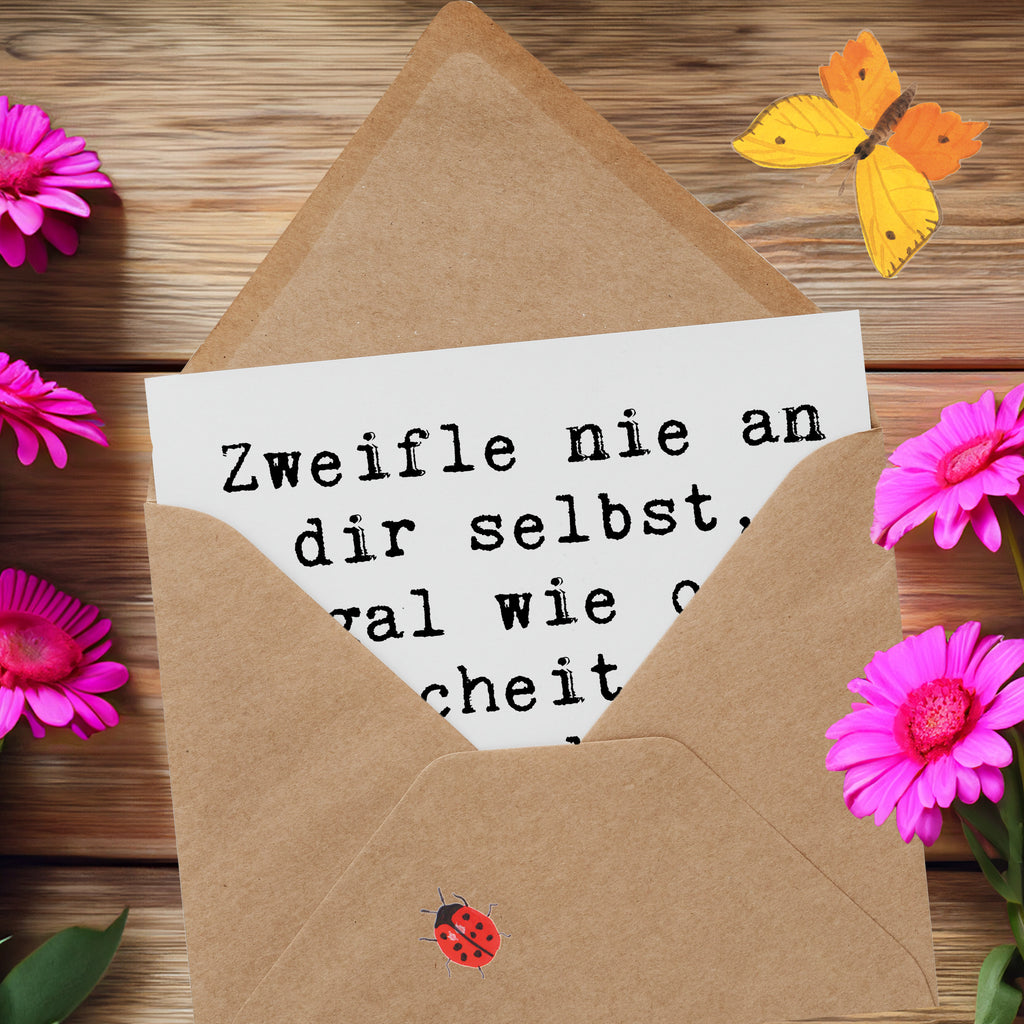 Deluxe Karte Spruch Glaube an sich selbst Karte, Grußkarte, Klappkarte, Einladungskarte, Glückwunschkarte, Hochzeitskarte, Geburtstagskarte, Hochwertige Grußkarte, Hochwertige Klappkarte