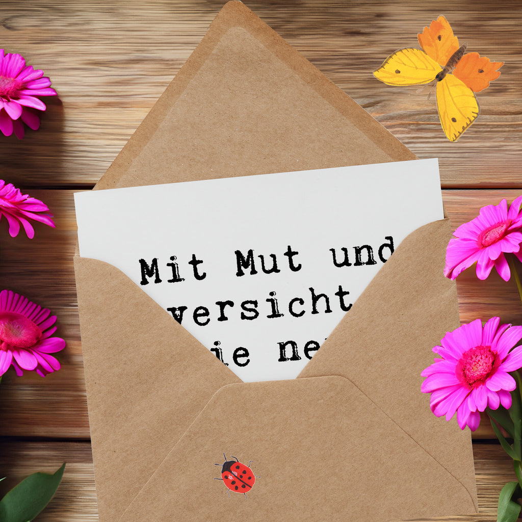 Deluxe Karte Spruch Erster Schultag Mut und Zuversicht Karte, Grußkarte, Klappkarte, Einladungskarte, Glückwunschkarte, Hochzeitskarte, Geburtstagskarte, Hochwertige Grußkarte, Hochwertige Klappkarte