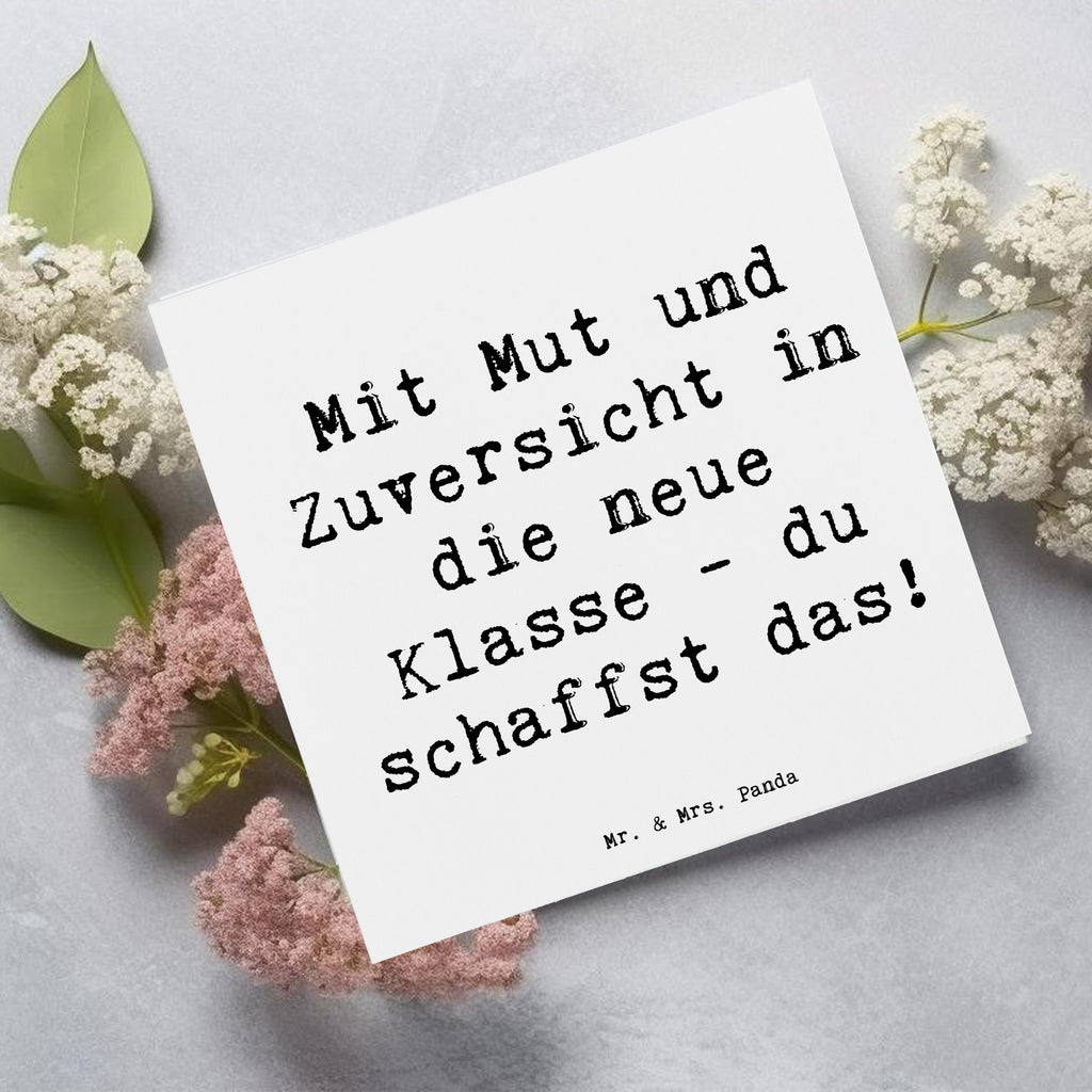 Deluxe Karte Spruch Erster Schultag Mut und Zuversicht Karte, Grußkarte, Klappkarte, Einladungskarte, Glückwunschkarte, Hochzeitskarte, Geburtstagskarte, Hochwertige Grußkarte, Hochwertige Klappkarte