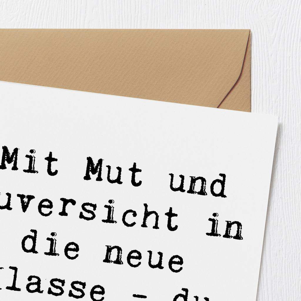 Deluxe Karte Spruch Erster Schultag Mut und Zuversicht Karte, Grußkarte, Klappkarte, Einladungskarte, Glückwunschkarte, Hochzeitskarte, Geburtstagskarte, Hochwertige Grußkarte, Hochwertige Klappkarte