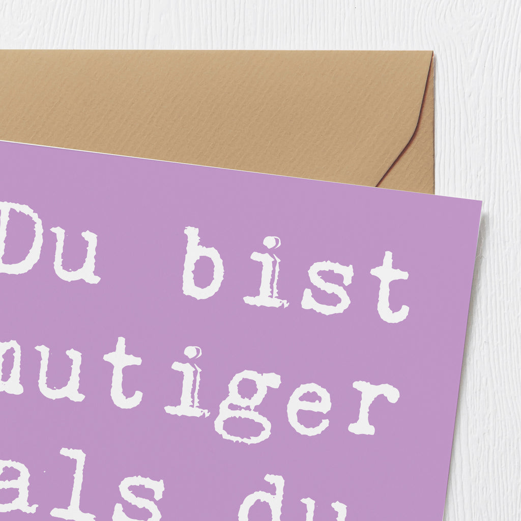 Deluxe Karte Spruch Alleine schlafen lernen Mutiger als gedacht Karte, Grußkarte, Klappkarte, Einladungskarte, Glückwunschkarte, Hochzeitskarte, Geburtstagskarte, Hochwertige Grußkarte, Hochwertige Klappkarte