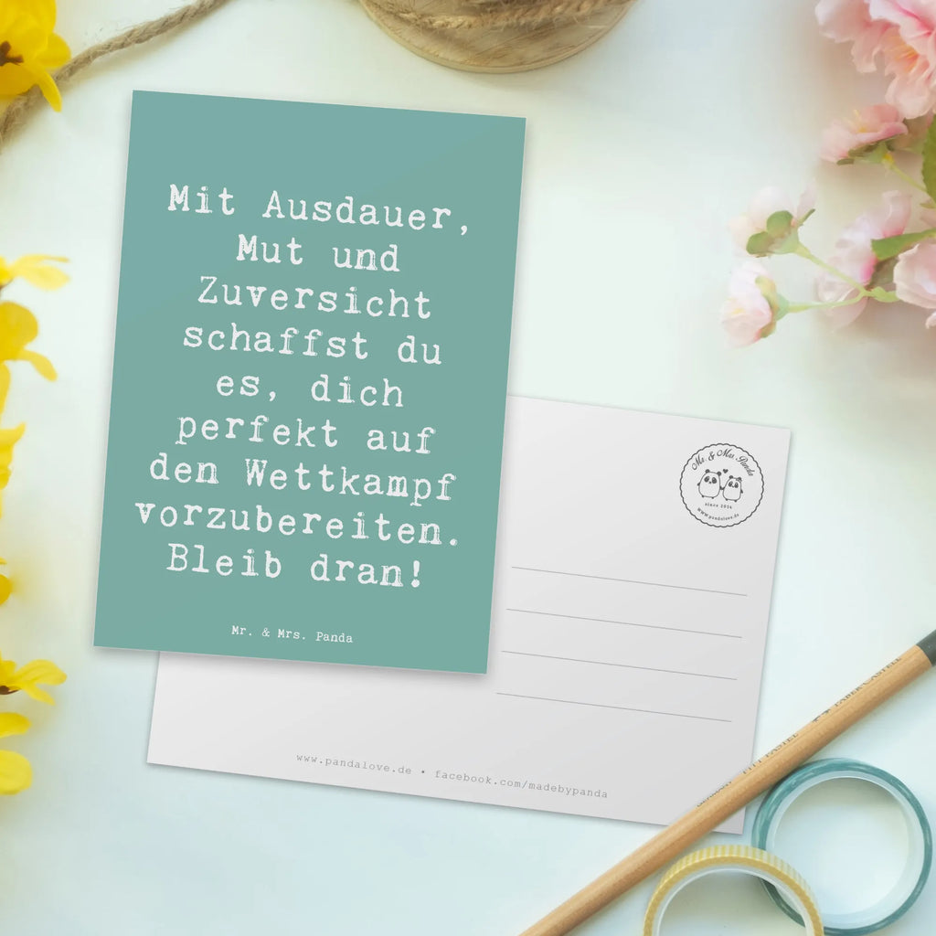 Postkarte Spruch Wettkampfvorbereitung meistern Postkarte, Karte, Geschenkkarte, Grußkarte, Einladung, Ansichtskarte, Geburtstagskarte, Einladungskarte, Dankeskarte, Ansichtskarten, Einladung Geburtstag, Einladungskarten Geburtstag