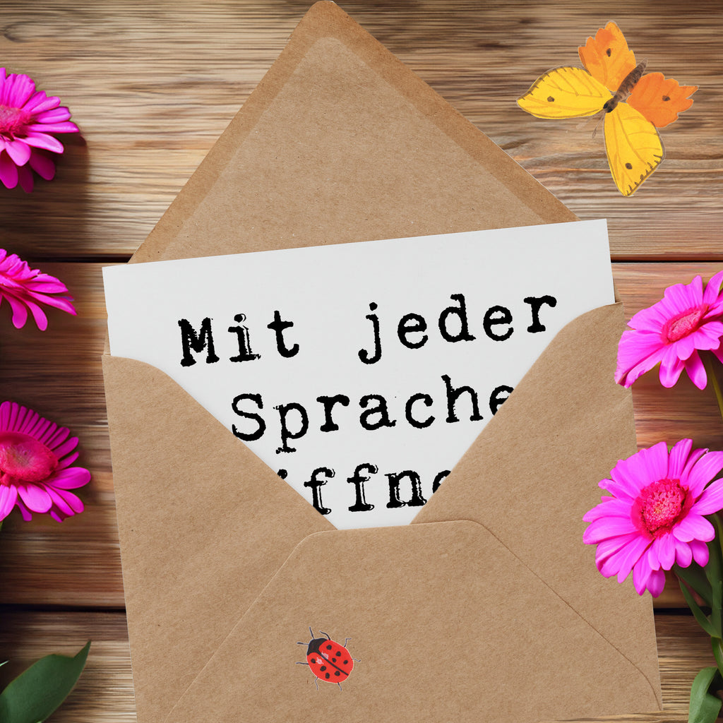 Deluxe Karte Spruch Sprachen lernen Karte, Grußkarte, Klappkarte, Einladungskarte, Glückwunschkarte, Hochzeitskarte, Geburtstagskarte, Hochwertige Grußkarte, Hochwertige Klappkarte