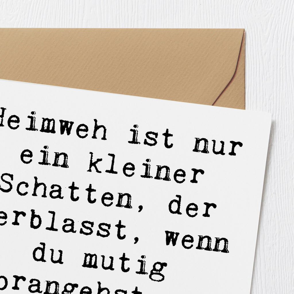 Deluxe Karte Spruch Heimweh überwinden Abenteuer erleben Karte, Grußkarte, Klappkarte, Einladungskarte, Glückwunschkarte, Hochzeitskarte, Geburtstagskarte, Hochwertige Grußkarte, Hochwertige Klappkarte