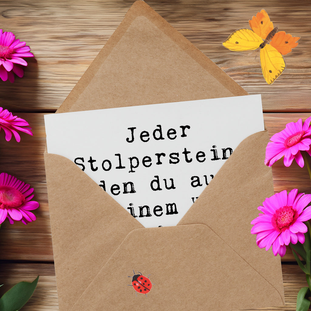 Deluxe Karte Spruch Stolpersteine im Alltag meistern Karte, Grußkarte, Klappkarte, Einladungskarte, Glückwunschkarte, Hochzeitskarte, Geburtstagskarte, Hochwertige Grußkarte, Hochwertige Klappkarte