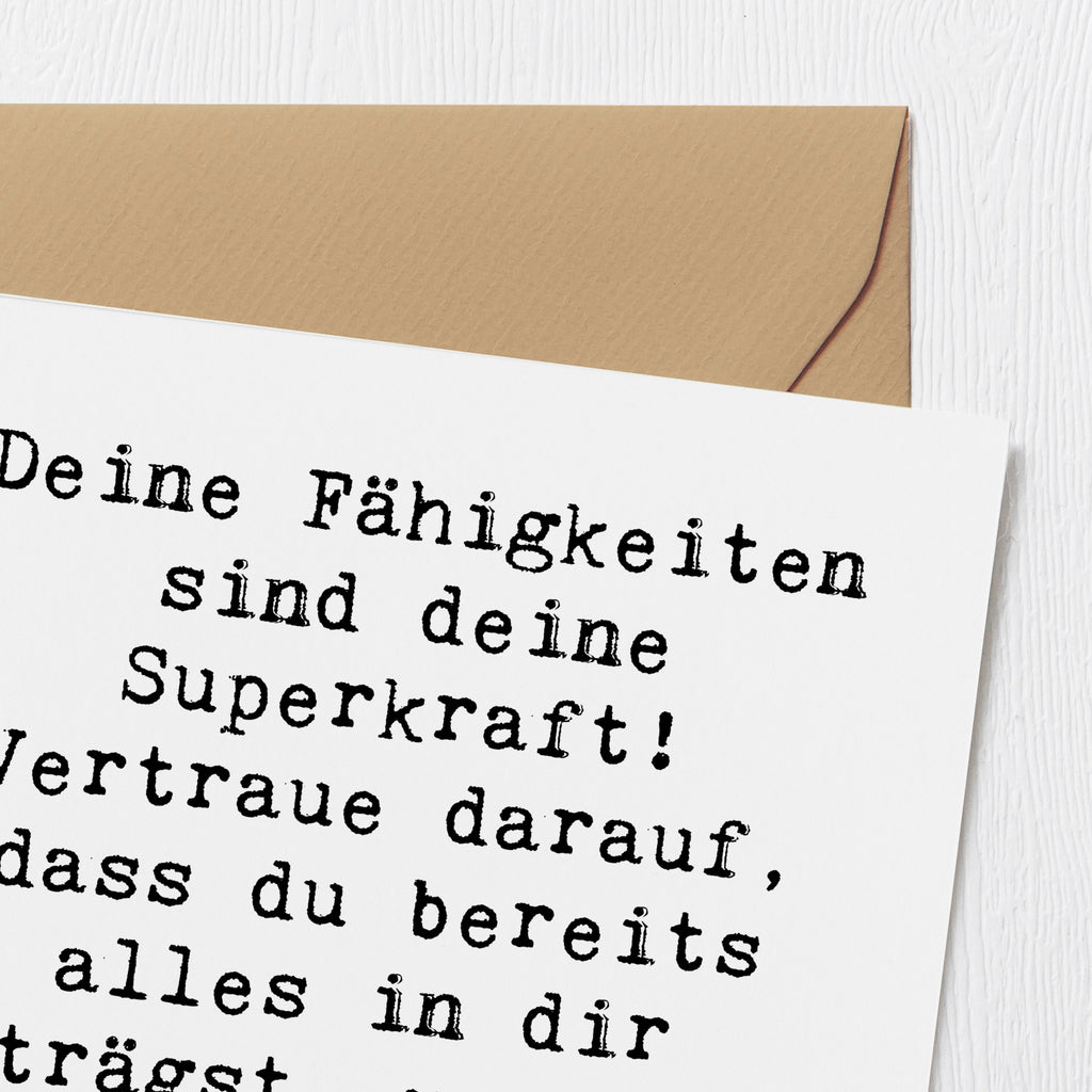 Deluxe Karte Spruch Vertrauen in Fähigkeiten Karte, Grußkarte, Klappkarte, Einladungskarte, Glückwunschkarte, Hochzeitskarte, Geburtstagskarte, Hochwertige Grußkarte, Hochwertige Klappkarte