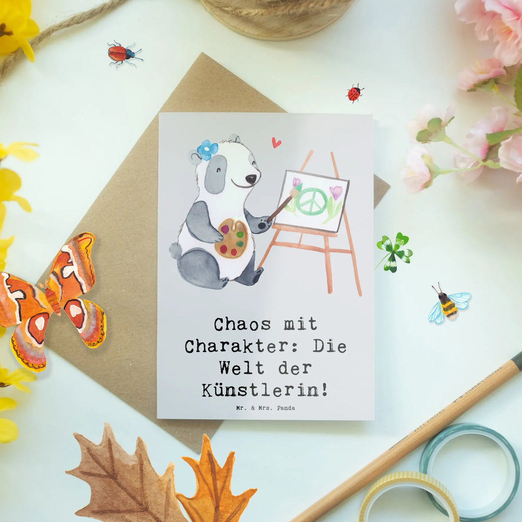 Grußkarte Künstlerin Chaos Grußkarte, Klappkarte, Einladungskarte, Glückwunschkarte, Hochzeitskarte, Geburtstagskarte, Karte, Ansichtskarten, Beruf, Ausbildung, Jubiläum, Abschied, Rente, Kollege, Kollegin, Geschenk, Schenken, Arbeitskollege, Mitarbeiter, Firma, Danke, Dankeschön