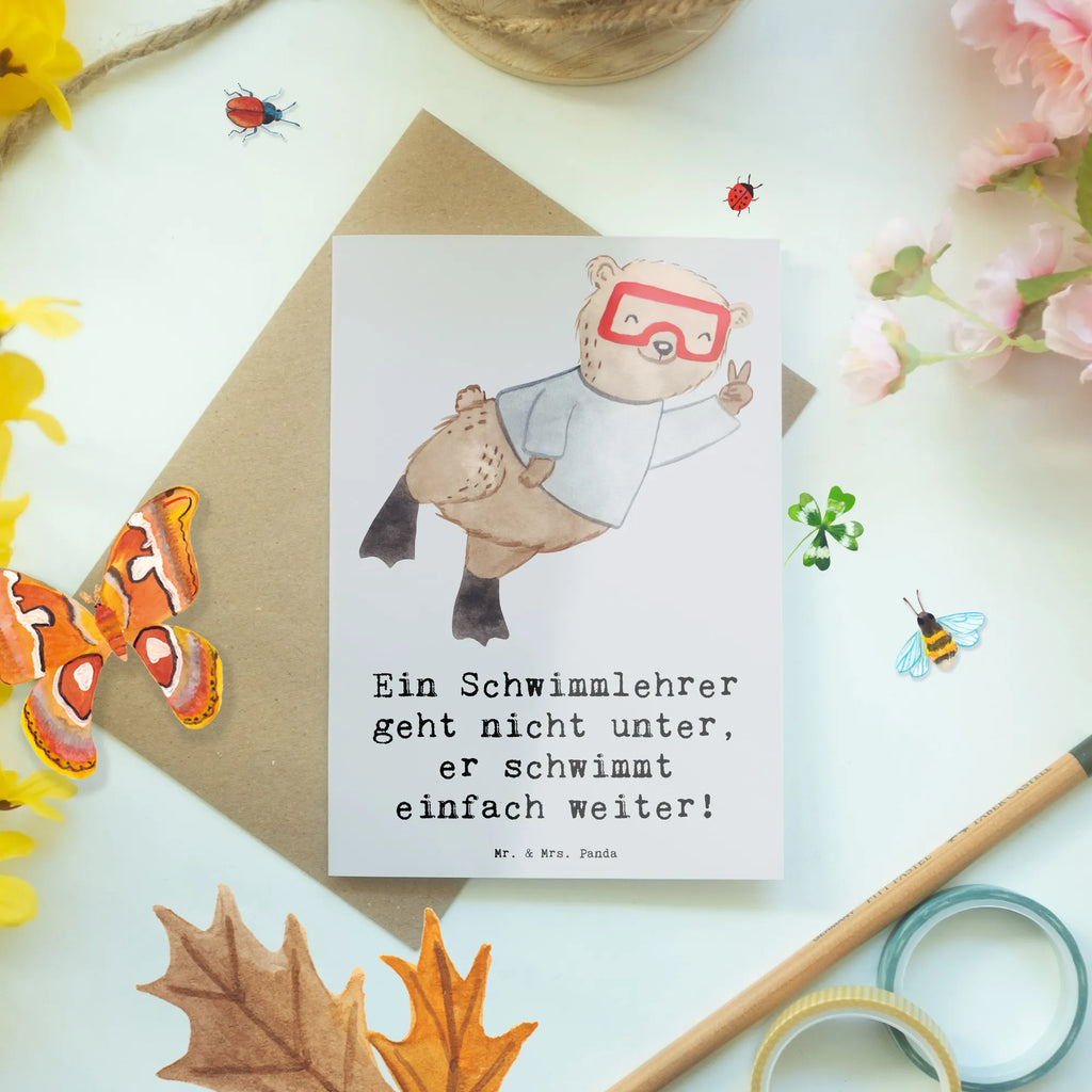 Grußkarte Schwimmlehrer Motivation Grußkarte, Klappkarte, Einladungskarte, Glückwunschkarte, Hochzeitskarte, Geburtstagskarte, Karte, Ansichtskarten, Beruf, Ausbildung, Jubiläum, Abschied, Rente, Kollege, Kollegin, Geschenk, Schenken, Arbeitskollege, Mitarbeiter, Firma, Danke, Dankeschön