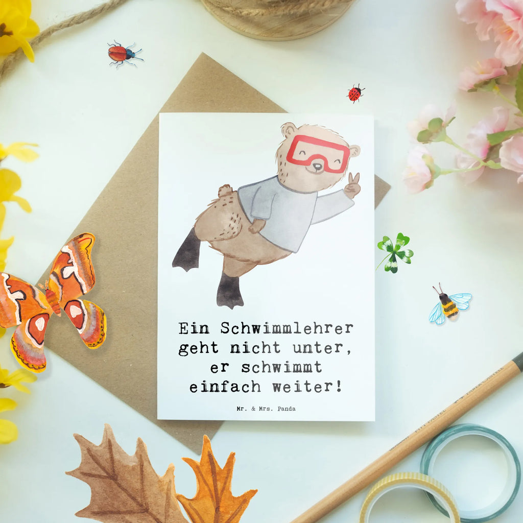 Grußkarte Schwimmlehrer Motivation Grußkarte, Klappkarte, Einladungskarte, Glückwunschkarte, Hochzeitskarte, Geburtstagskarte, Karte, Ansichtskarten, Beruf, Ausbildung, Jubiläum, Abschied, Rente, Kollege, Kollegin, Geschenk, Schenken, Arbeitskollege, Mitarbeiter, Firma, Danke, Dankeschön