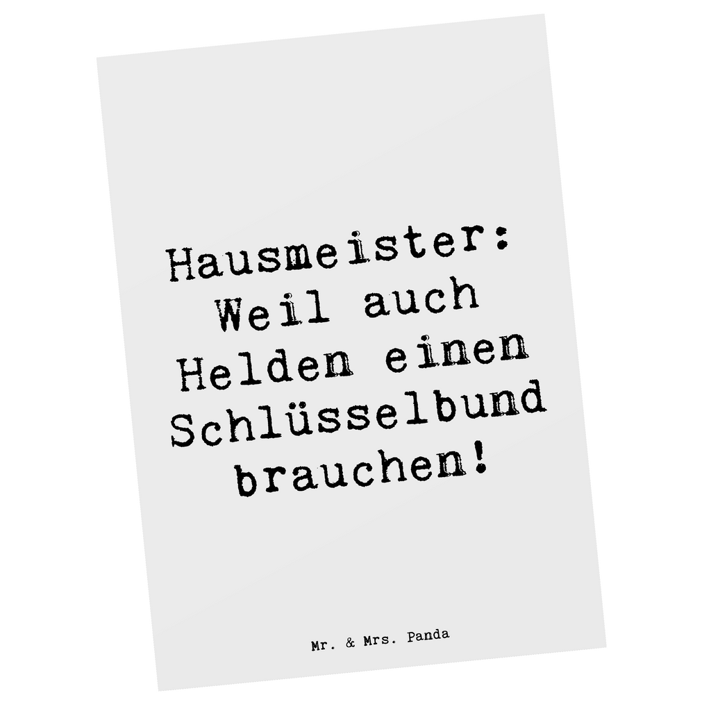 Postkarte Spruch Hausmeister: Weil auch Helden einen Schlüsselbund brauchen! Postkarte, Karte, Geschenkkarte, Grußkarte, Einladung, Ansichtskarte, Geburtstagskarte, Einladungskarte, Dankeskarte, Ansichtskarten, Einladung Geburtstag, Einladungskarten Geburtstag, Beruf, Ausbildung, Jubiläum, Abschied, Rente, Kollege, Kollegin, Geschenk, Schenken, Arbeitskollege, Mitarbeiter, Firma, Danke, Dankeschön