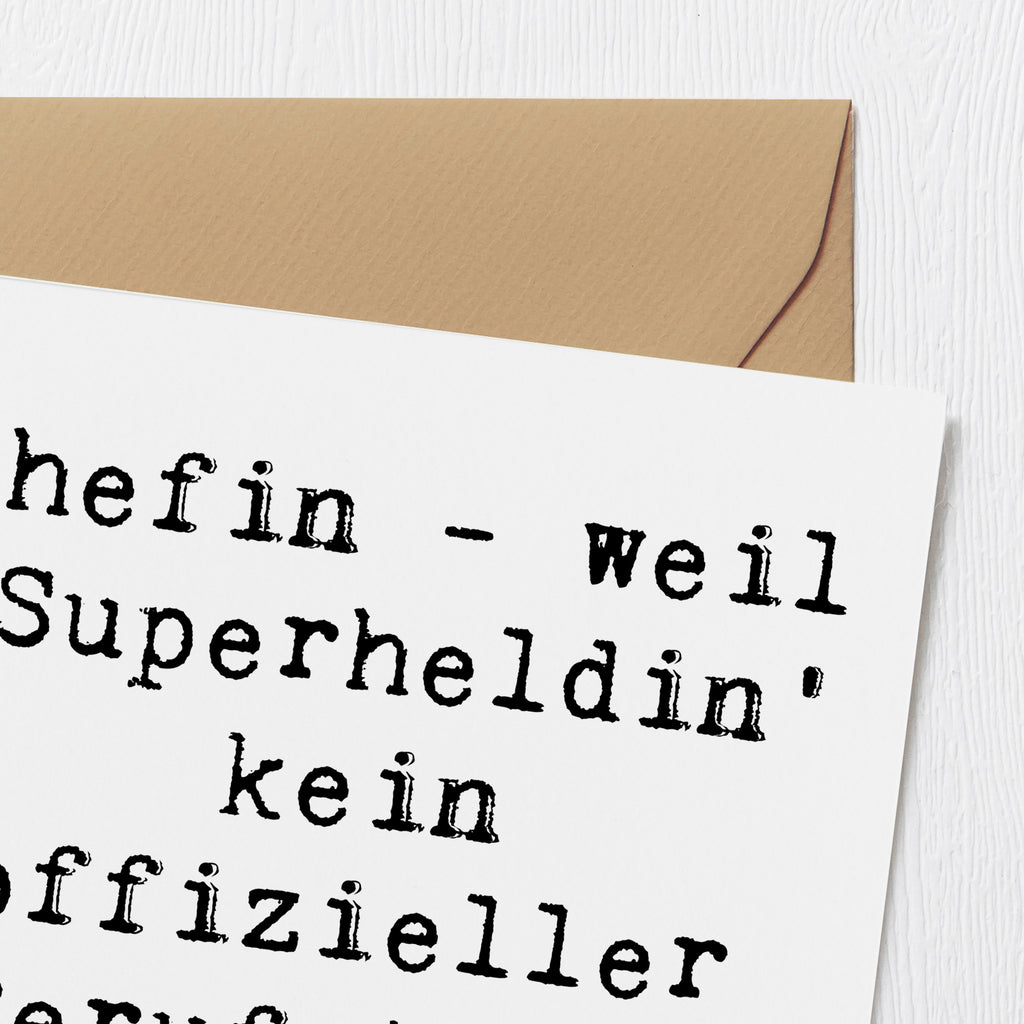 Deluxe Karte Spruch Chefin - weil 'Superheldin' kein offizieller Berufstitel ist. Karte, Grußkarte, Klappkarte, Einladungskarte, Glückwunschkarte, Hochzeitskarte, Geburtstagskarte, Hochwertige Grußkarte, Hochwertige Klappkarte, Beruf, Ausbildung, Jubiläum, Abschied, Rente, Kollege, Kollegin, Geschenk, Schenken, Arbeitskollege, Mitarbeiter, Firma, Danke, Dankeschön