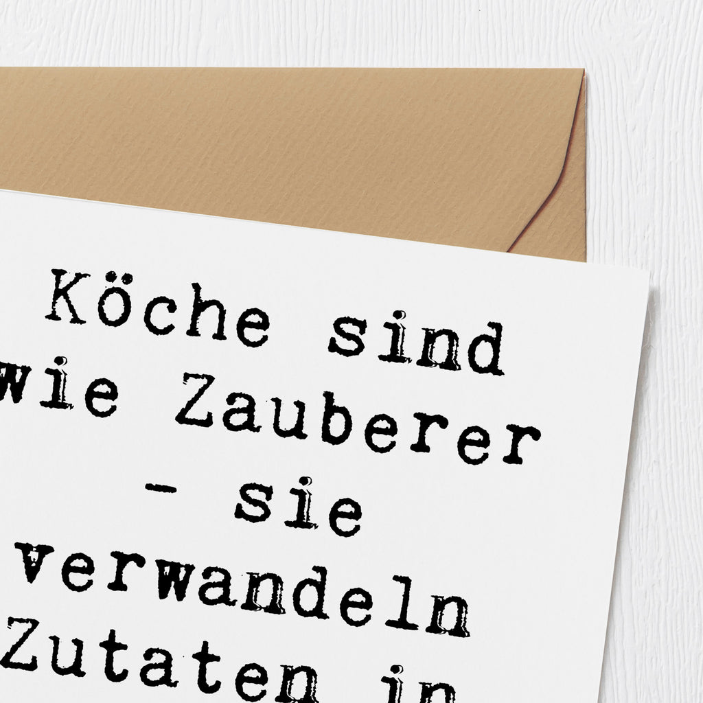 Deluxe Karte Spruch Köche sind wie Zauberer - sie verwandeln Zutaten in köstliche Meisterwerke! Karte, Grußkarte, Klappkarte, Einladungskarte, Glückwunschkarte, Hochzeitskarte, Geburtstagskarte, Hochwertige Grußkarte, Hochwertige Klappkarte, Beruf, Ausbildung, Jubiläum, Abschied, Rente, Kollege, Kollegin, Geschenk, Schenken, Arbeitskollege, Mitarbeiter, Firma, Danke, Dankeschön