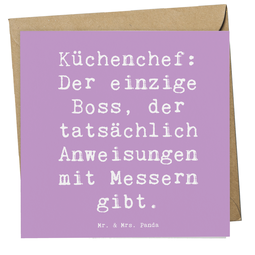 Deluxe Karte Spruch Küchenchef: Der einzige Boss, der tatsächlich Anweisungen mit Messern gibt. Karte, Grußkarte, Klappkarte, Einladungskarte, Glückwunschkarte, Hochzeitskarte, Geburtstagskarte, Hochwertige Grußkarte, Hochwertige Klappkarte, Beruf, Ausbildung, Jubiläum, Abschied, Rente, Kollege, Kollegin, Geschenk, Schenken, Arbeitskollege, Mitarbeiter, Firma, Danke, Dankeschön