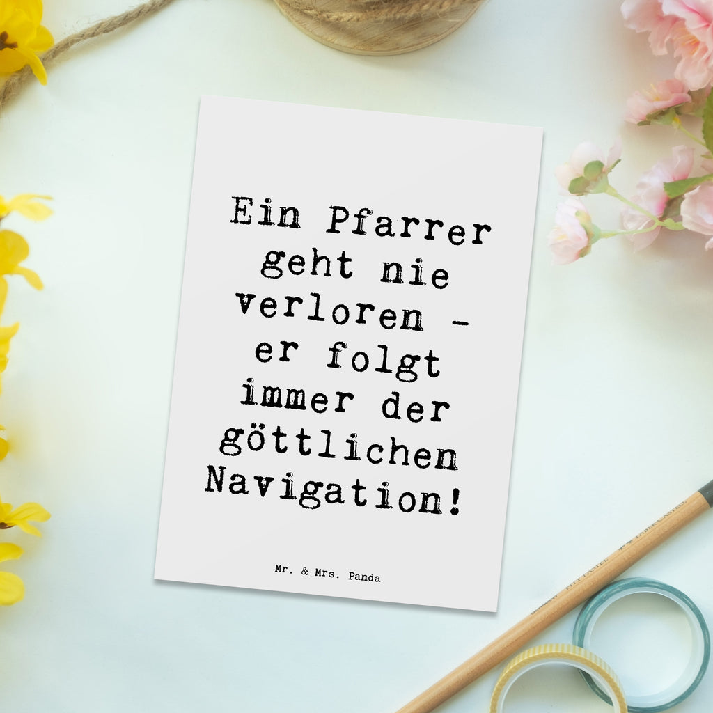 Postkarte Spruch Ein Pfarrer geht nie verloren - er folgt immer der göttlichen Navigation! Postkarte, Karte, Geschenkkarte, Grußkarte, Einladung, Ansichtskarte, Geburtstagskarte, Einladungskarte, Dankeskarte, Ansichtskarten, Einladung Geburtstag, Einladungskarten Geburtstag, Beruf, Ausbildung, Jubiläum, Abschied, Rente, Kollege, Kollegin, Geschenk, Schenken, Arbeitskollege, Mitarbeiter, Firma, Danke, Dankeschön