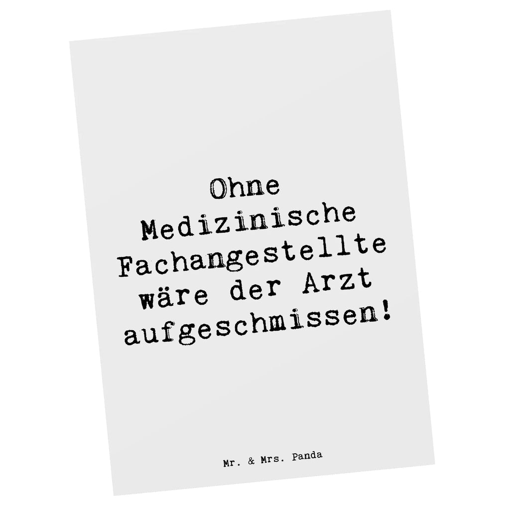 Postkarte Spruch Ohne Medizinische Fachangestellte wäre der Arzt aufgeschmissen! Postkarte, Karte, Geschenkkarte, Grußkarte, Einladung, Ansichtskarte, Geburtstagskarte, Einladungskarte, Dankeskarte, Ansichtskarten, Einladung Geburtstag, Einladungskarten Geburtstag, Beruf, Ausbildung, Jubiläum, Abschied, Rente, Kollege, Kollegin, Geschenk, Schenken, Arbeitskollege, Mitarbeiter, Firma, Danke, Dankeschön