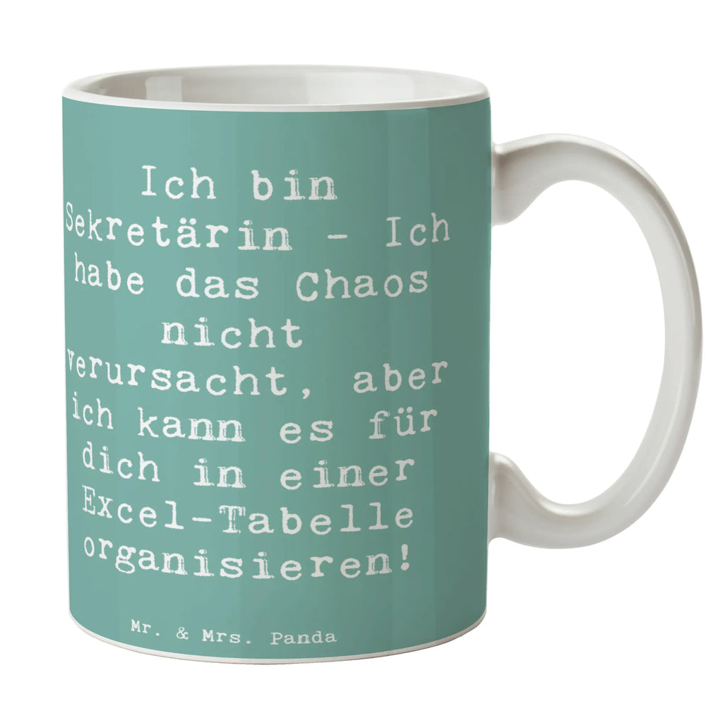 Tasse Spruch Ich bin Sekretärin - Ich habe das Chaos nicht verursacht, aber ich kann es für dich in einer Excel-Tabelle organisieren! Tasse, Kaffeetasse, Teetasse, Becher, Kaffeebecher, Teebecher, Keramiktasse, Porzellantasse, Büro Tasse, Geschenk Tasse, Tasse Sprüche, Tasse Motive, Kaffeetassen, Tasse bedrucken, Designer Tasse, Cappuccino Tassen, Schöne Teetassen, Beruf, Ausbildung, Jubiläum, Abschied, Rente, Kollege, Kollegin, Geschenk, Schenken, Arbeitskollege, Mitarbeiter, Firma, Danke, Dankeschön