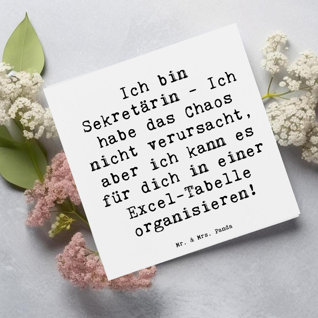 Deluxe Karte Spruch Ich bin Sekretärin - Ich habe das Chaos nicht verursacht, aber ich kann es für dich in einer Excel-Tabelle organisieren! Karte, Grußkarte, Klappkarte, Einladungskarte, Glückwunschkarte, Hochzeitskarte, Geburtstagskarte, Hochwertige Grußkarte, Hochwertige Klappkarte, Beruf, Ausbildung, Jubiläum, Abschied, Rente, Kollege, Kollegin, Geschenk, Schenken, Arbeitskollege, Mitarbeiter, Firma, Danke, Dankeschön