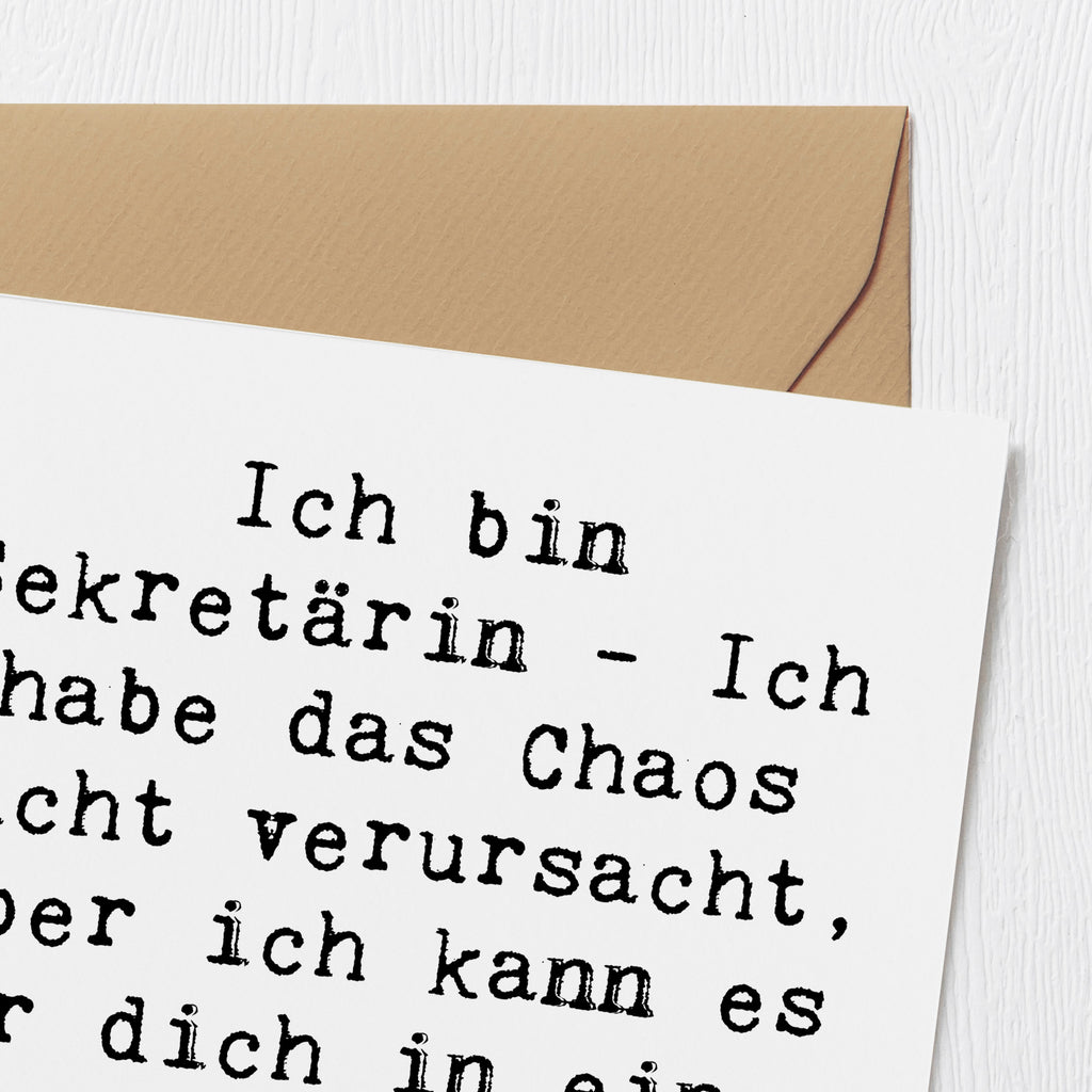 Deluxe Karte Spruch Ich bin Sekretärin - Ich habe das Chaos nicht verursacht, aber ich kann es für dich in einer Excel-Tabelle organisieren! Karte, Grußkarte, Klappkarte, Einladungskarte, Glückwunschkarte, Hochzeitskarte, Geburtstagskarte, Hochwertige Grußkarte, Hochwertige Klappkarte, Beruf, Ausbildung, Jubiläum, Abschied, Rente, Kollege, Kollegin, Geschenk, Schenken, Arbeitskollege, Mitarbeiter, Firma, Danke, Dankeschön