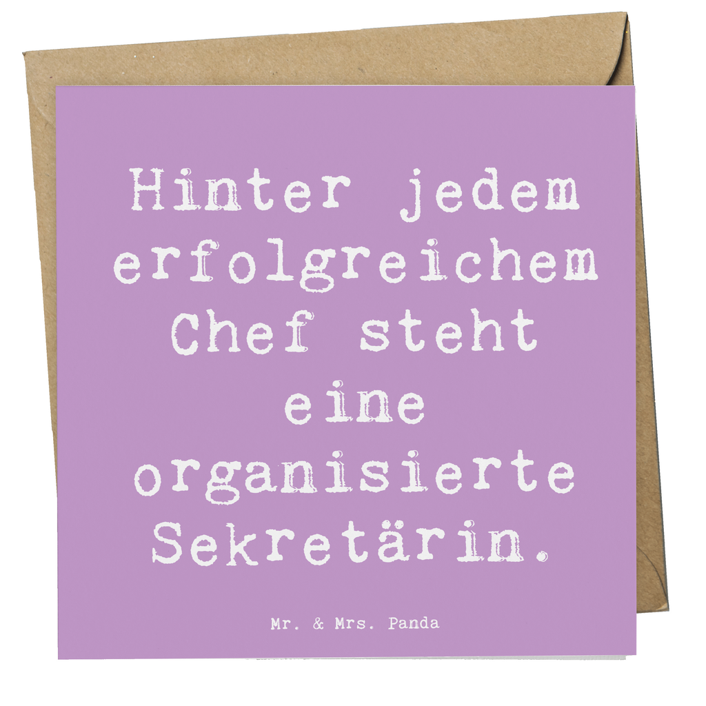 Deluxe Karte Spruch Hinter jedem erfolgreichem Chef steht eine organisierte Sekretärin. Karte, Grußkarte, Klappkarte, Einladungskarte, Glückwunschkarte, Hochzeitskarte, Geburtstagskarte, Hochwertige Grußkarte, Hochwertige Klappkarte, Beruf, Ausbildung, Jubiläum, Abschied, Rente, Kollege, Kollegin, Geschenk, Schenken, Arbeitskollege, Mitarbeiter, Firma, Danke, Dankeschön