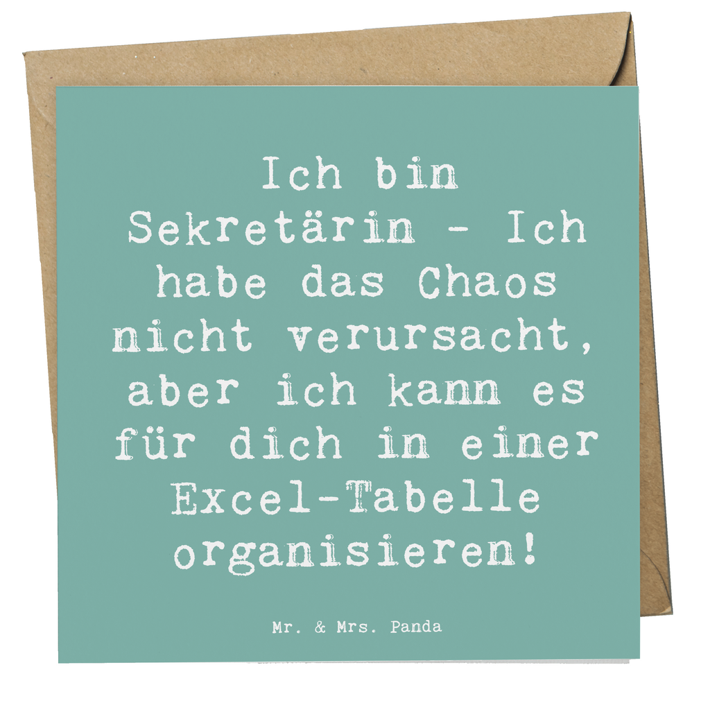 Deluxe Karte Spruch Ich bin Sekretärin - Ich habe das Chaos nicht verursacht, aber ich kann es für dich in einer Excel-Tabelle organisieren! Karte, Grußkarte, Klappkarte, Einladungskarte, Glückwunschkarte, Hochzeitskarte, Geburtstagskarte, Hochwertige Grußkarte, Hochwertige Klappkarte, Beruf, Ausbildung, Jubiläum, Abschied, Rente, Kollege, Kollegin, Geschenk, Schenken, Arbeitskollege, Mitarbeiter, Firma, Danke, Dankeschön