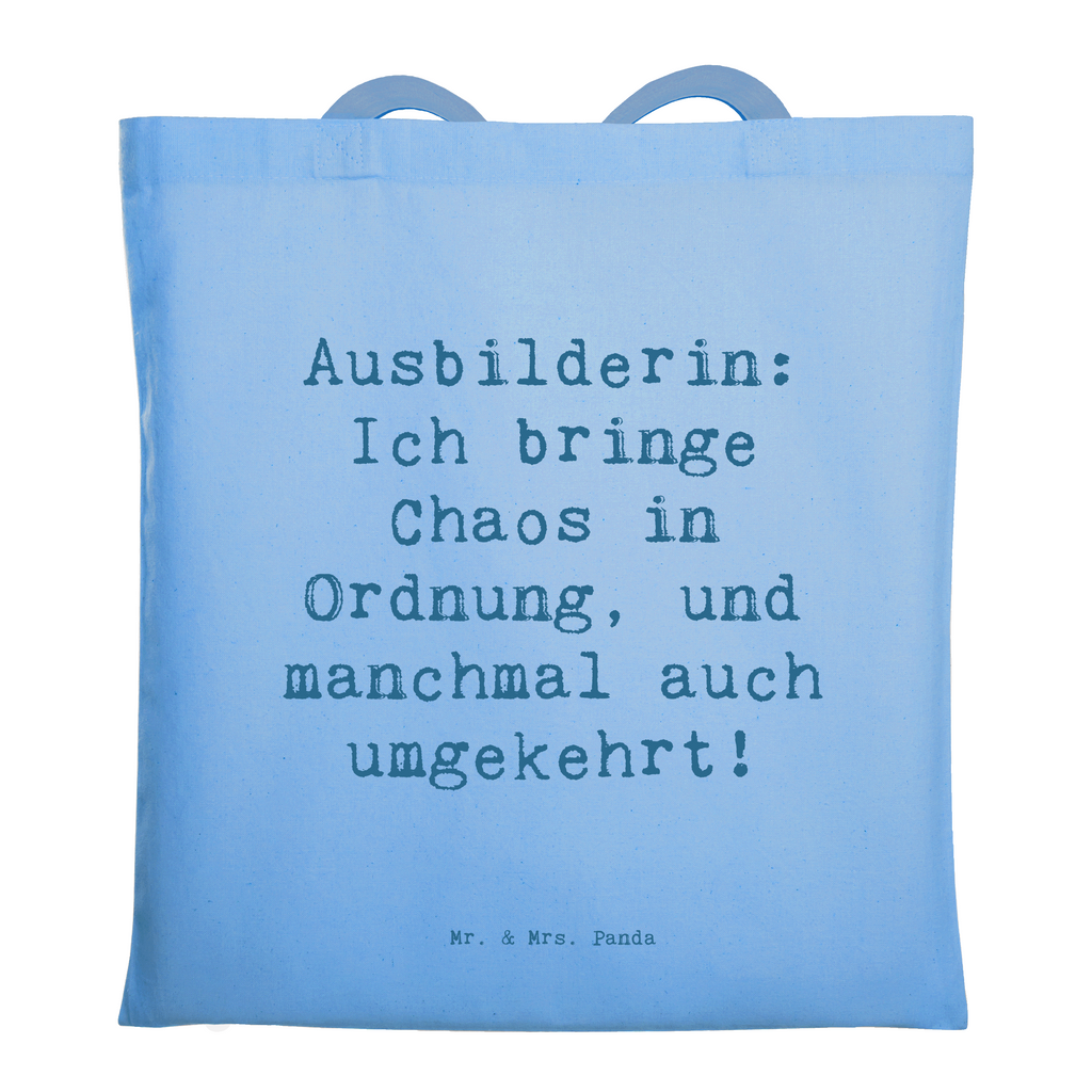 Tragetasche Spruch Ausbilderin: Ich bringe Chaos in Ordnung, und manchmal auch umgekehrt! Beuteltasche, Beutel, Einkaufstasche, Jutebeutel, Stoffbeutel, Tasche, Shopper, Umhängetasche, Strandtasche, Schultertasche, Stofftasche, Tragetasche, Badetasche, Jutetasche, Einkaufstüte, Laptoptasche, Beruf, Ausbildung, Jubiläum, Abschied, Rente, Kollege, Kollegin, Geschenk, Schenken, Arbeitskollege, Mitarbeiter, Firma, Danke, Dankeschön